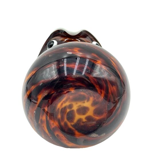 Figural Owl Art Glass Vase Multicolor Brown / White Copper Color Glitter Accents - Picture 7 of 10